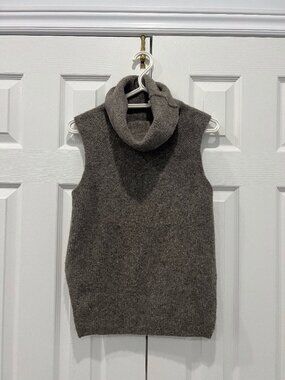 Community XS Sweater Vest Turtleneck Grey Brown